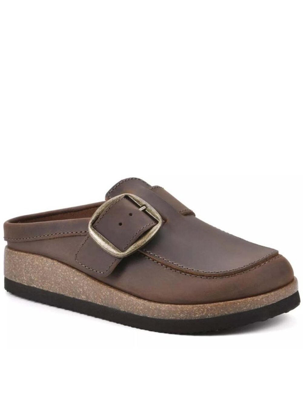 White Mountain Bueno Clog Dark Brown Leather Slip On Buckle 7
